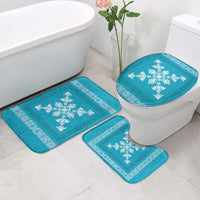 Hawaiian Quilt Block Design Bathroom Set Teal Hawaii Culture Motifs - Polynesian Pride