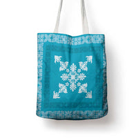 Hawaiian Quilt Block Design Tote Bag Teal Hawaii Culture Motifs - Polynesian Pride