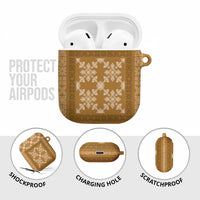 Hawaiian Quilt Pattern AirPods Case Gold Hawaii Culture Tropical - Polynesian Pride