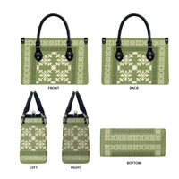 Hawaiian Quilt Pattern Leather Bag Lime Hawaii Culture Tropical - Polynesian Pride
