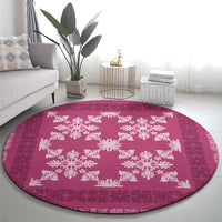 Hawaiian Quilt Pattern Round Carpet Pink Hawaii Culture Tropical - Polynesian Pride