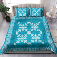 Hawaiian Quilt Pattern Bedding Set Teal Hawaii Culture Tropical - Polynesian Pride