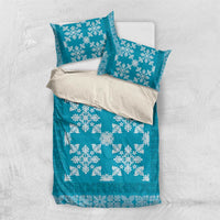 Hawaiian Quilt Pattern Bedding Set Teal Hawaii Culture Tropical - Polynesian Pride