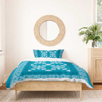 Hawaiian Quilt Pattern Bedding Set Teal Hawaii Culture Tropical - Polynesian Pride