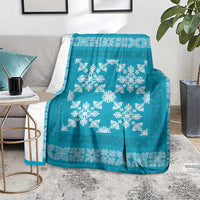 Hawaiian Quilt Pattern Blanket Teal Hawaii Culture Tropical - Polynesian Pride