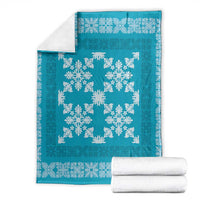 Hawaiian Quilt Pattern Blanket Teal Hawaii Culture Tropical - Polynesian Pride