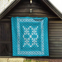 Hawaiian Quilt Pattern Quilt Teal Hawaii Culture Tropical - Polynesian Pride