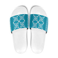 Hawaiian Quilt Pattern Slide Sandals Teal Hawaii Culture Tropical - Polynesian Pride
