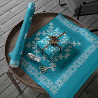 Hawaiian Quilt Pattern Wrapping Paper Teal Hawaii Culture Tropical - Polynesian Pride