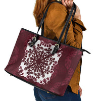 Palm Leaf Quilt Pattern Leather Tote Bag Hawaii Culture Floral - Polynesian Pride