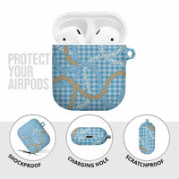 Blue Tropical Floral Palaka AirPods Case Hawaiian Quilt Pattern LT9 - Polynesian Pride