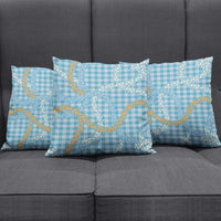 Blue Tropical Floral Palaka Pillow Cover Hawaiian Quilt Pattern - Polynesian Pride