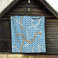Blue Tropical Floral Palaka Quilt Hawaiian Quilt Pattern - Polynesian Pride