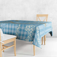 Blue Tropical Floral Palaka Tablecloth Hawaiian Quilt Pattern - Polynesian Pride