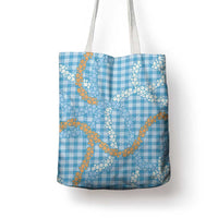 Blue Tropical Floral Palaka Tote Bag Hawaiian Quilt Pattern - Polynesian Pride