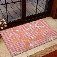 Pink Tropical Floral Palaka Rubber Doormat Hawaiian Quilt Pattern - Polynesian Pride