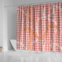 Pink Tropical Floral Palaka Shower Curtain Hawaiian Quilt Pattern - Polynesian Pride