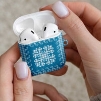 Blue Ulu Palaka Quilt Pattern AirPods Case Hawaii Culture Breadfruit LT9 - Polynesian Pride