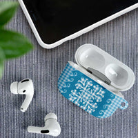 Blue Ulu Palaka Quilt Pattern AirPods Case Hawaii Culture Breadfruit LT9 - Polynesian Pride