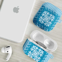 Blue Ulu Palaka Quilt Pattern AirPods Case Hawaii Culture Breadfruit LT9 - Polynesian Pride
