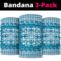 Blue Ulu Palaka Quilt Pattern Neck Gaiter Hawaii Culture Breadfruit - Polynesian Pride