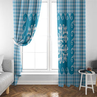 Blue Ulu Palaka Quilt Pattern Window Curtain Hawaii Culture Breadfruit LT9 - Polynesian Pride