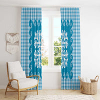 Blue Ulu Palaka Quilt Pattern Window Curtain Hawaii Culture Breadfruit LT9 - Polynesian Pride