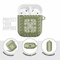 Green Ulu Palaka Quilt Pattern AirPods Case Hawaii Culture Breadfruit LT9 - Polynesian Pride