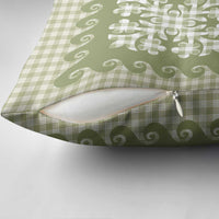 Green Ulu Palaka Quilt Pattern Pillow Cover Hawaii Culture Breadfruit - Polynesian Pride