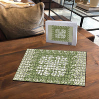 Green Ulu Palaka Quilt Pattern Puzzle Hawaii Culture Breadfruit - Polynesian Pride