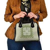 Green Ulu Palaka Quilt Pattern Shoulder Handbag Hawaii Culture Breadfruit LT9 - Polynesian Pride