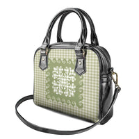 Green Ulu Palaka Quilt Pattern Shoulder Handbag Hawaii Culture Breadfruit LT9 - Polynesian Pride