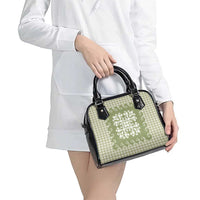 Green Ulu Palaka Quilt Pattern Shoulder Handbag Hawaii Culture Breadfruit LT9 - Polynesian Pride