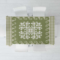 Green Ulu Palaka Quilt Pattern Tablecloth Hawaii Culture Breadfruit - Polynesian Pride