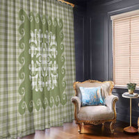 Green Ulu Palaka Quilt Pattern Window Curtain Hawaii Culture Breadfruit LT9 - Polynesian Pride
