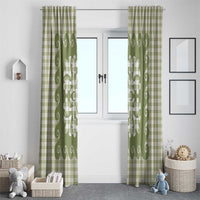 Green Ulu Palaka Quilt Pattern Window Curtain Hawaii Culture Breadfruit LT9 - Polynesian Pride