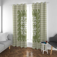 Green Ulu Palaka Quilt Pattern Window Curtain Hawaii Culture Breadfruit LT9 With Grommets Green - Polynesian Pride