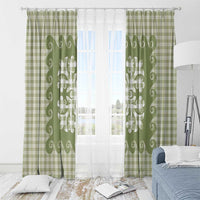 Green Ulu Palaka Quilt Pattern Window Curtain Hawaii Culture Breadfruit LT9 - Polynesian Pride