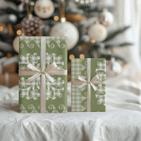 Green Ulu Palaka Quilt Pattern Wrapping Paper Hawaii Culture Breadfruit - Polynesian Pride