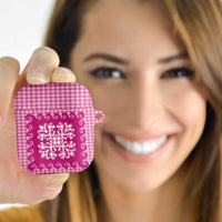 Pink Ulu Palaka Quilt Pattern AirPods Case Hawaii Culture Breadfruit LT9 Pink - Polynesian Pride