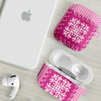 Pink Ulu Palaka Quilt Pattern AirPods Case Hawaii Culture Breadfruit LT9 - Polynesian Pride