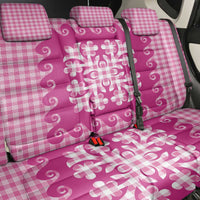 Pink Ulu Palaka Quilt Pattern Back Car Seat Cover Hawaii Culture Breadfruit - Polynesian Pride