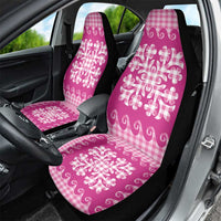 Pink Ulu Palaka Quilt Pattern Car Seat Cover Hawaii Culture Breadfruit - Polynesian Pride