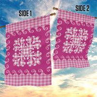 Pink Ulu Palaka Quilt Pattern Garden Flag Hawaii Culture Breadfruit - Polynesian Pride