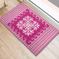 Pink Ulu Palaka Quilt Pattern Rubber Doormat Hawaii Culture Breadfruit LT9 - Polynesian Pride