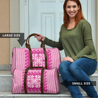 Pink Ulu Palaka Quilt Pattern Travel Bag Hawaii Culture Breadfruit - Polynesian Pride