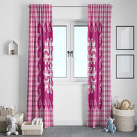 Pink Ulu Palaka Quilt Pattern Window Curtain Hawaii Culture Breadfruit LT9 - Polynesian Pride