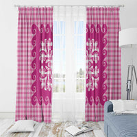 Pink Ulu Palaka Quilt Pattern Window Curtain Hawaii Culture Breadfruit LT9 - Polynesian Pride