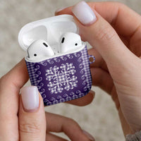 Purple Ulu Palaka Quilt Pattern AirPods Case Hawaii Culture Breadfruit LT9 - Polynesian Pride