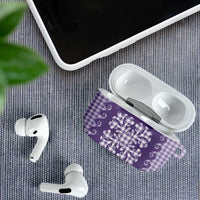 Purple Ulu Palaka Quilt Pattern AirPods Case Hawaii Culture Breadfruit LT9 - Polynesian Pride